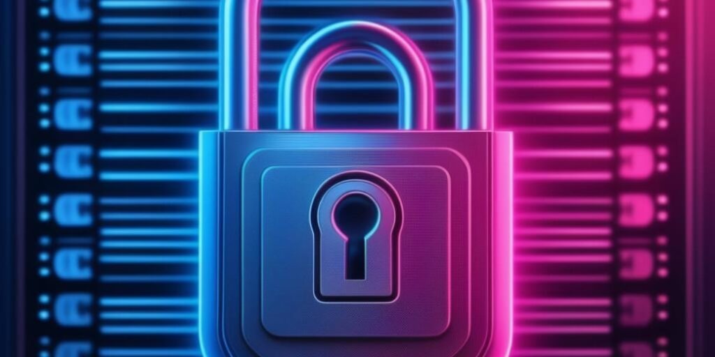 lock on a pink and blue background